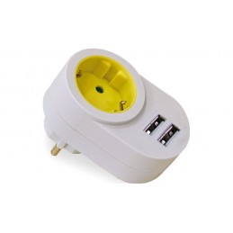 ADAPTADOR 1 TOMA + 2USB