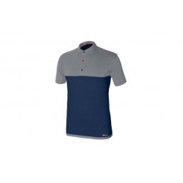 POLO STRETCH BICOLOR AZUL-GRIS