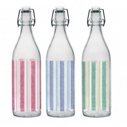 BOTELLA CRISTAL DECORADA RAYAS