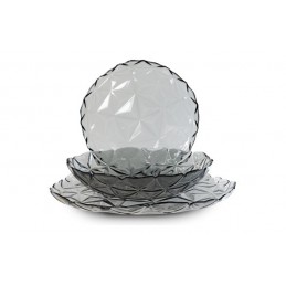 VAJILLA 18 PZAS CRISTAL GRIS