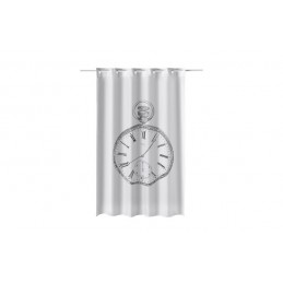 CORTINA BAÃ‘O ESTAMPADO RELOJ